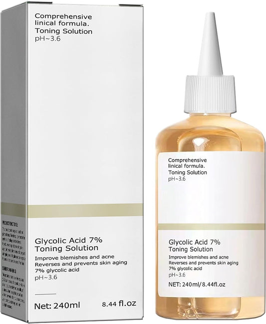 240ML Ordinary-Glycolic Acid 7% Toner,Glycolic Sour 7% Toning,Facial Exfoliation Astringe Pores, Solution for Blemishes and AcneReduces Skin Blemishes
