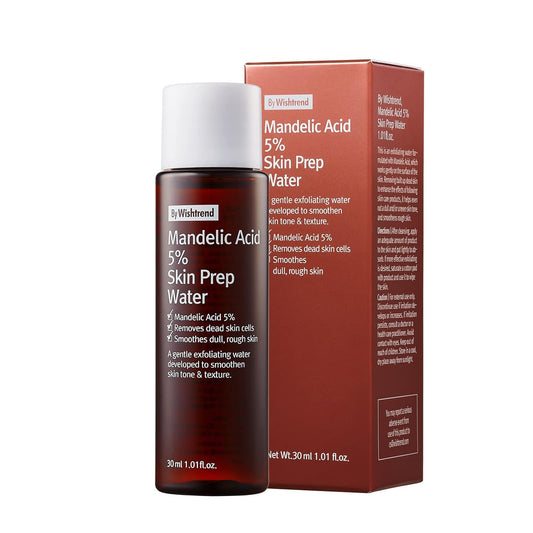 [BY WISHTREND] Mandelic acid 5% Skin prep water, Gentle skin Korean exfoliator for face, Aha Bha toner, Ideal for sensitive skin | Helping clogged pores and pigmentation (1 Fl Oz (Pack of 1))